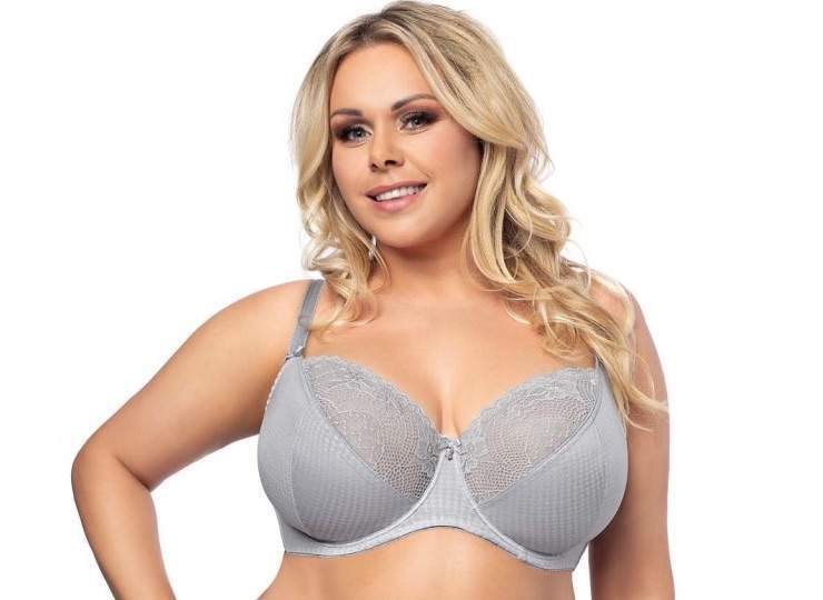Edelweiss Grey Lace Full Cup Bra - Gorsenia K463
