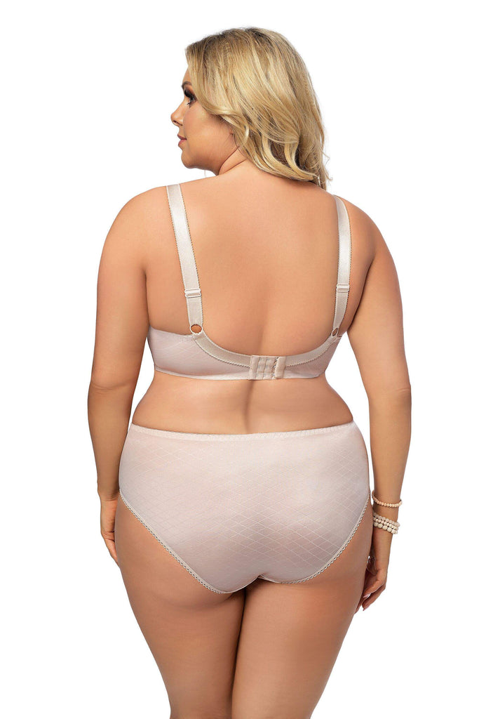 Eden Beige Jacquard Half Padded Underwired Full Cup Bra - Gorsenia K481