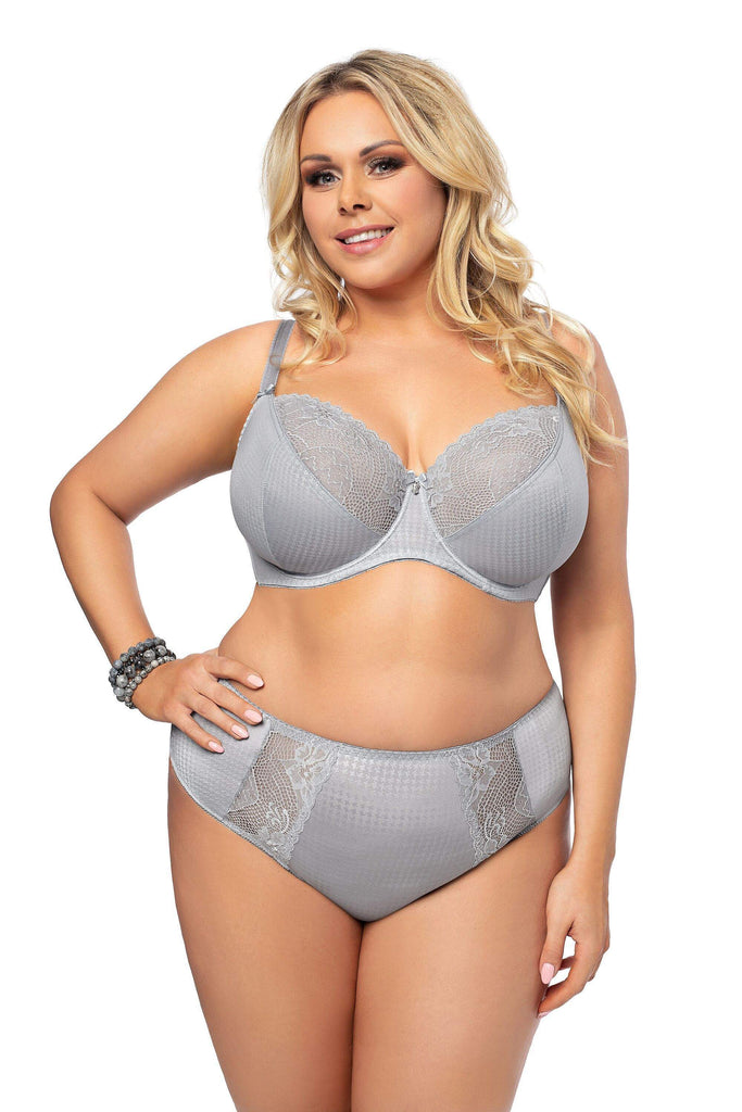 Edelweiss Grey Lace Full Cup Bra - Gorsenia K463