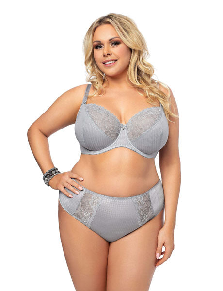Edelweiss Grey Lace Full Cup Bra - Gorsenia K463