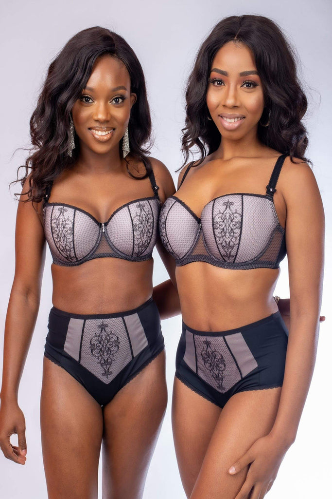 Aspen Black Lace Padded Underwired Balcony Bra - Gorsenia K492