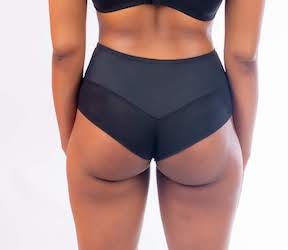 Aspen Black Lace Full High-Waist Panties - Gorsenia K493