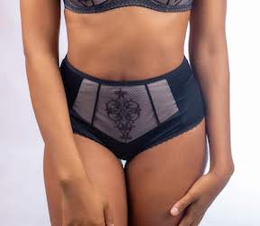 Aspen Black Lace Full High-Waist Panties - Gorsenia K493