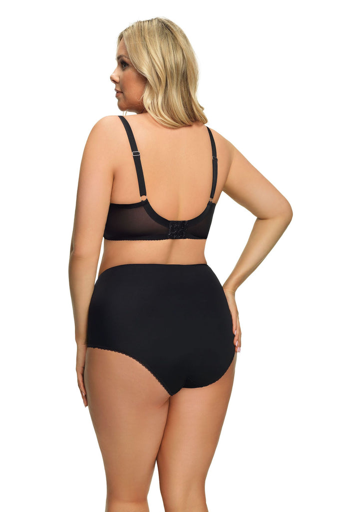 Magnetic Black and Silver Lace Underwired Full Cup Bra - Gorsenia K525