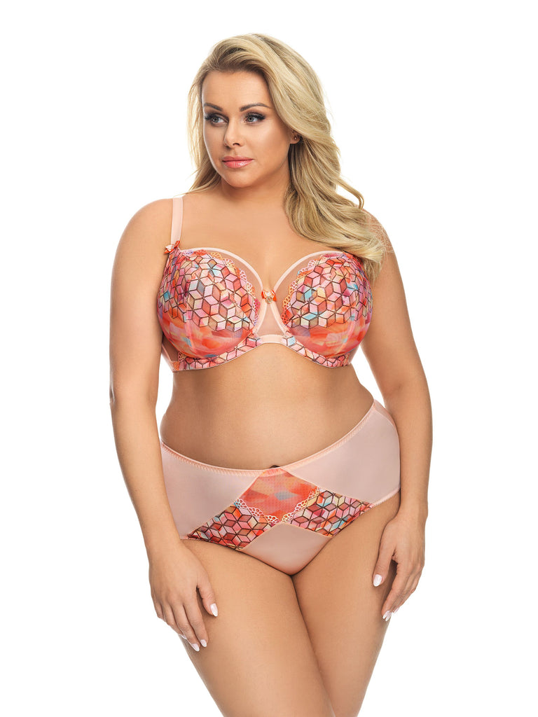 Rainbow Multicoloured Geometric Full Cup Bra - Gorsenia K558