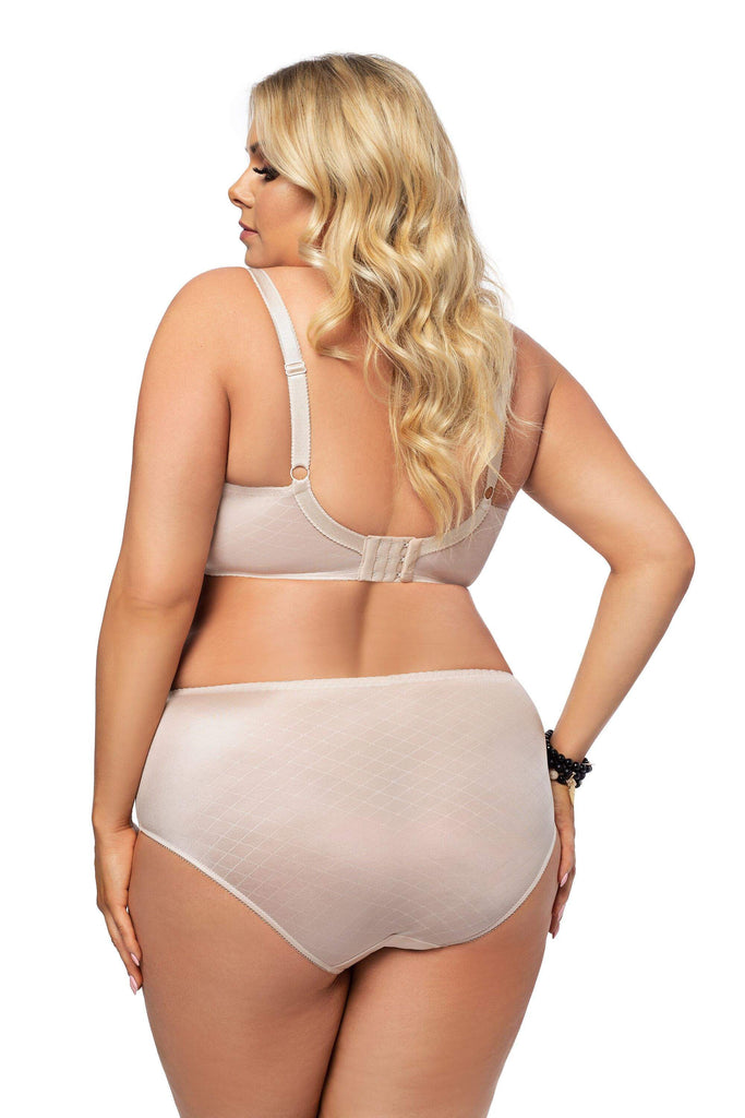 Mabell Beige Jacquard Lace Underwired Full Cup Bra - Gorsenia K478