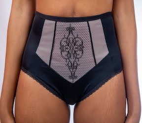 Aspen Black Lace Full High-Waist Panties - Gorsenia K493